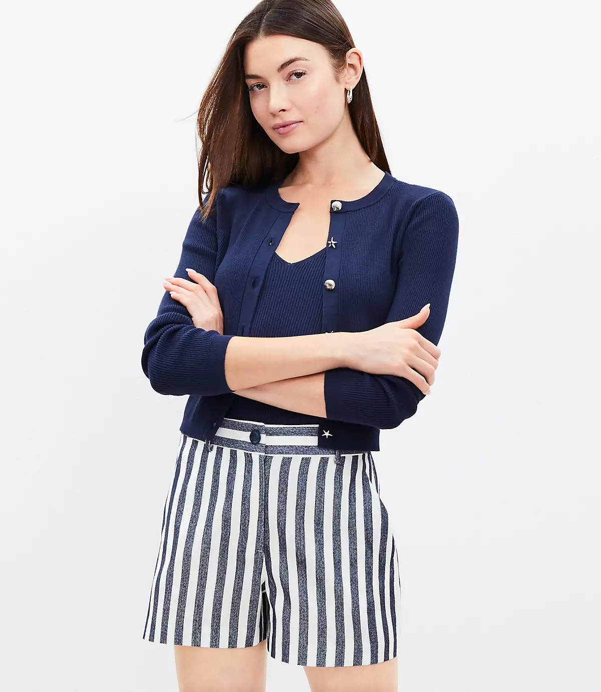 Riviera Shorts in Striped Texture | LOFT
