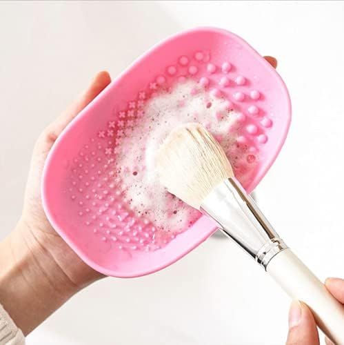 AHPIPIL Silicon Makeup Brush Cleaning Mat Makeup Brush Cleaner Pad Cosmetic Brush Cleaning Mat Porta | Amazon (US)