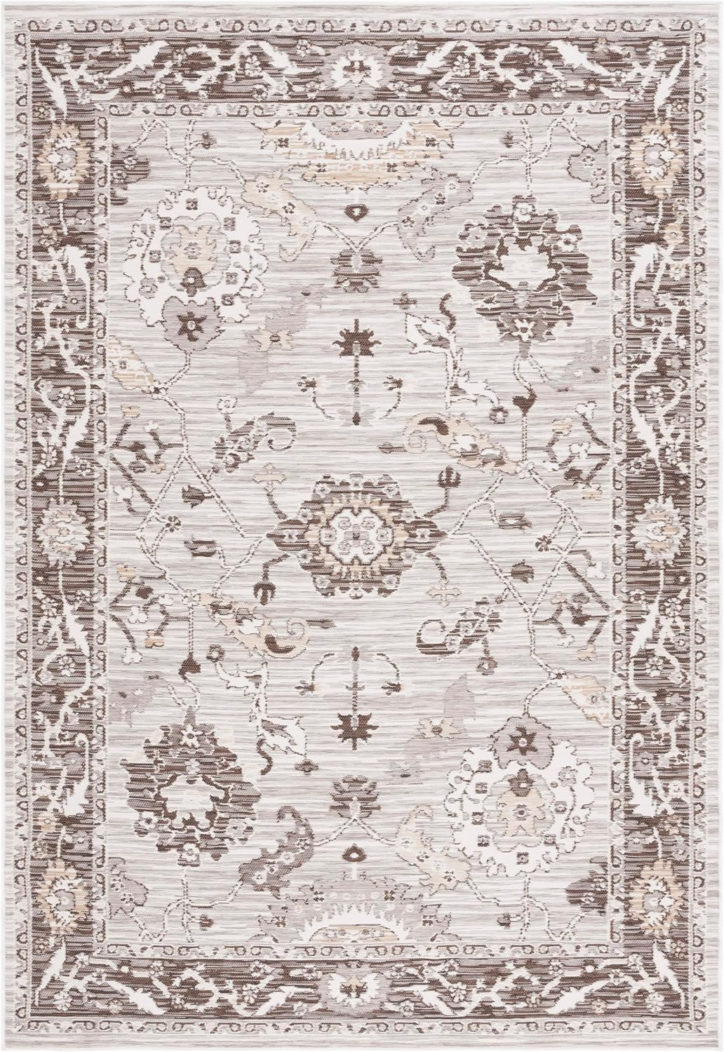 SAFAVIEH Washable Rug Outdoor Sunrise Collection - 5'3" x 7'7", Grey & Beige Black, Non-Shedding ... | Amazon (US)