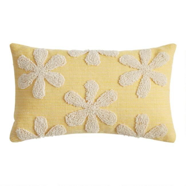 Tufted Daisy Indoor Outdoor Lumbar Pillow | World Market