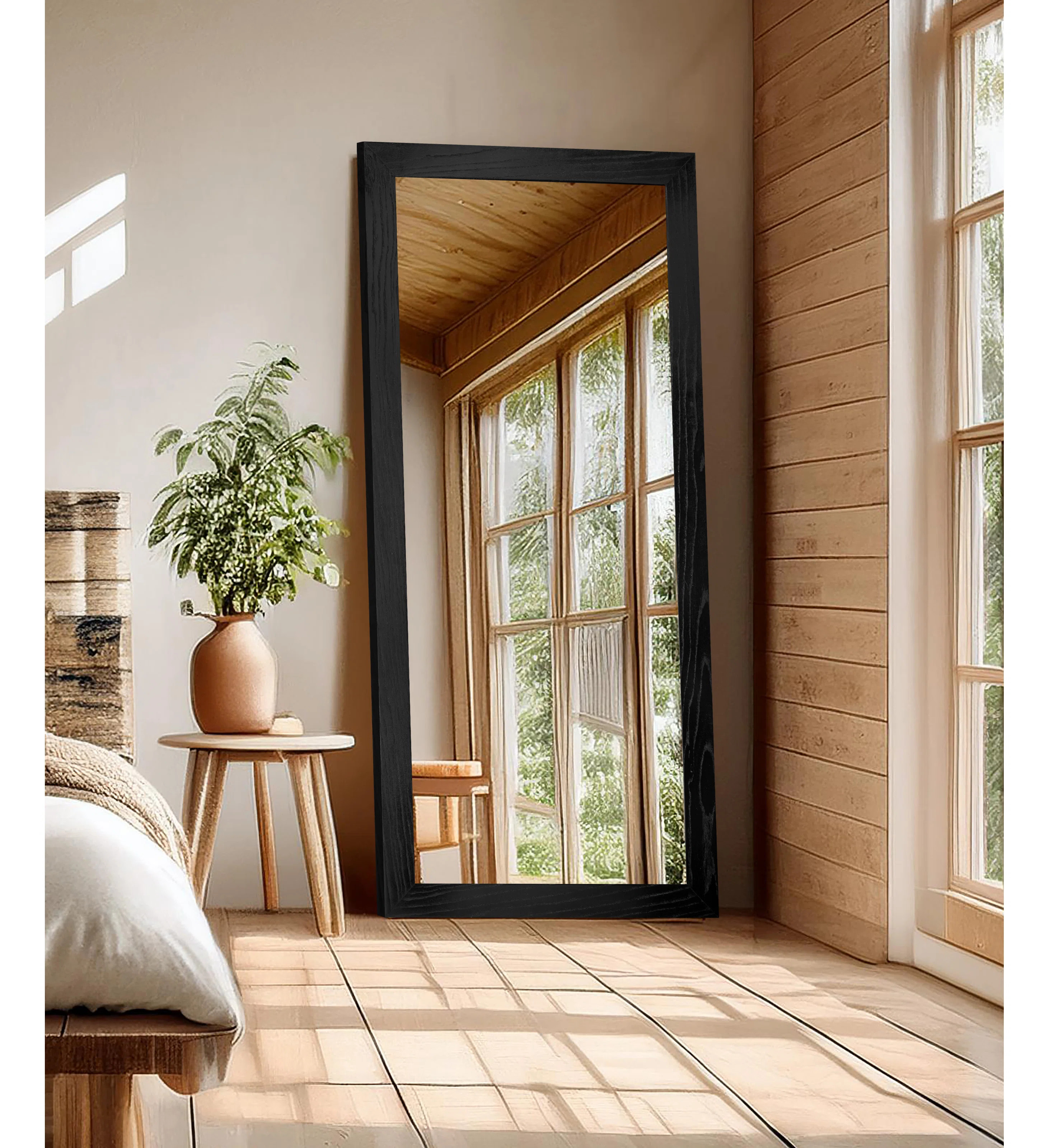Gracie Oaks Ozark Hardwood Floor Mirror Red Oak | Wayfair North America