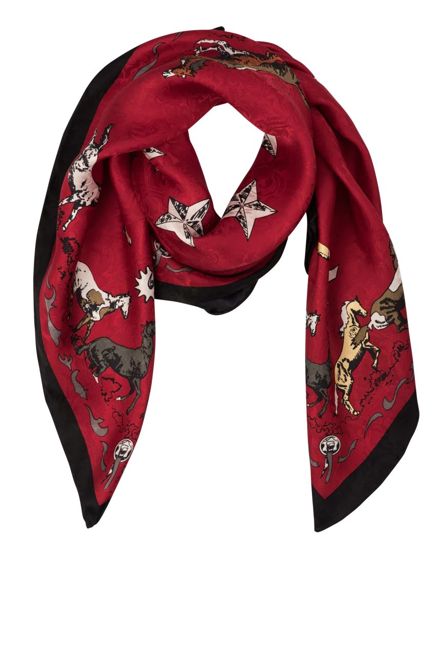 Wyoming Traders Red Silk Western Scarf | Pinto Ranch | Pinto Ranch