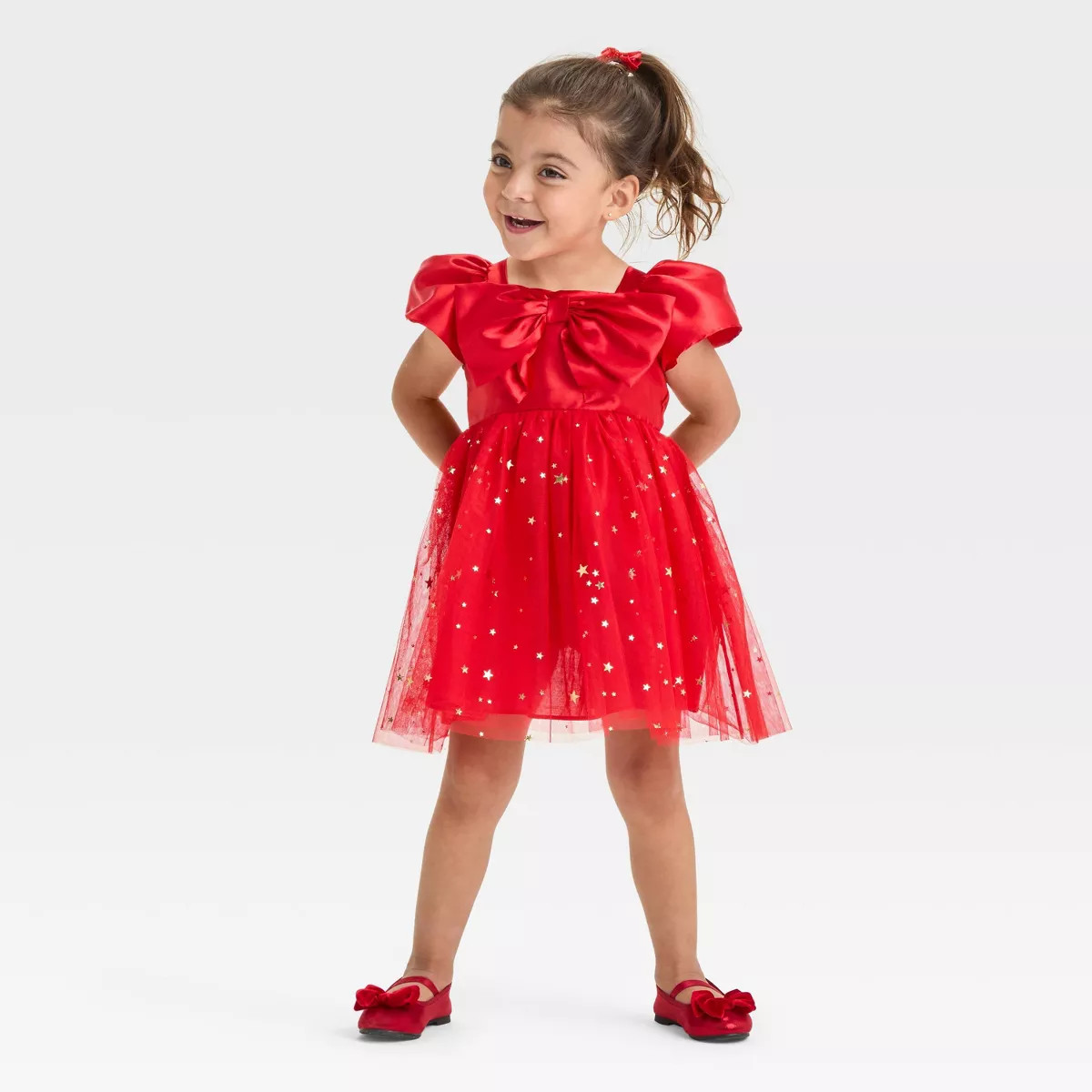 Toddler Girls' Audrey Camille Bow Tulle Dress - Red 2T | Target