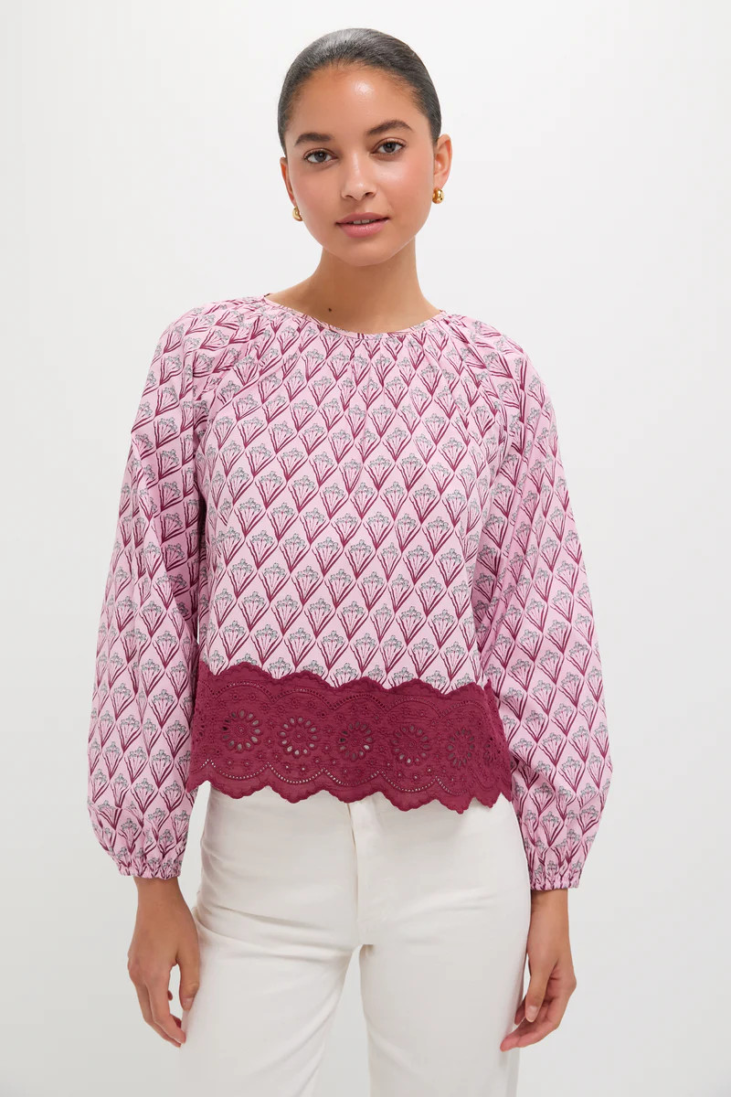 Blush Trellis Floral Marika Blouse | Tuckernuck (US)