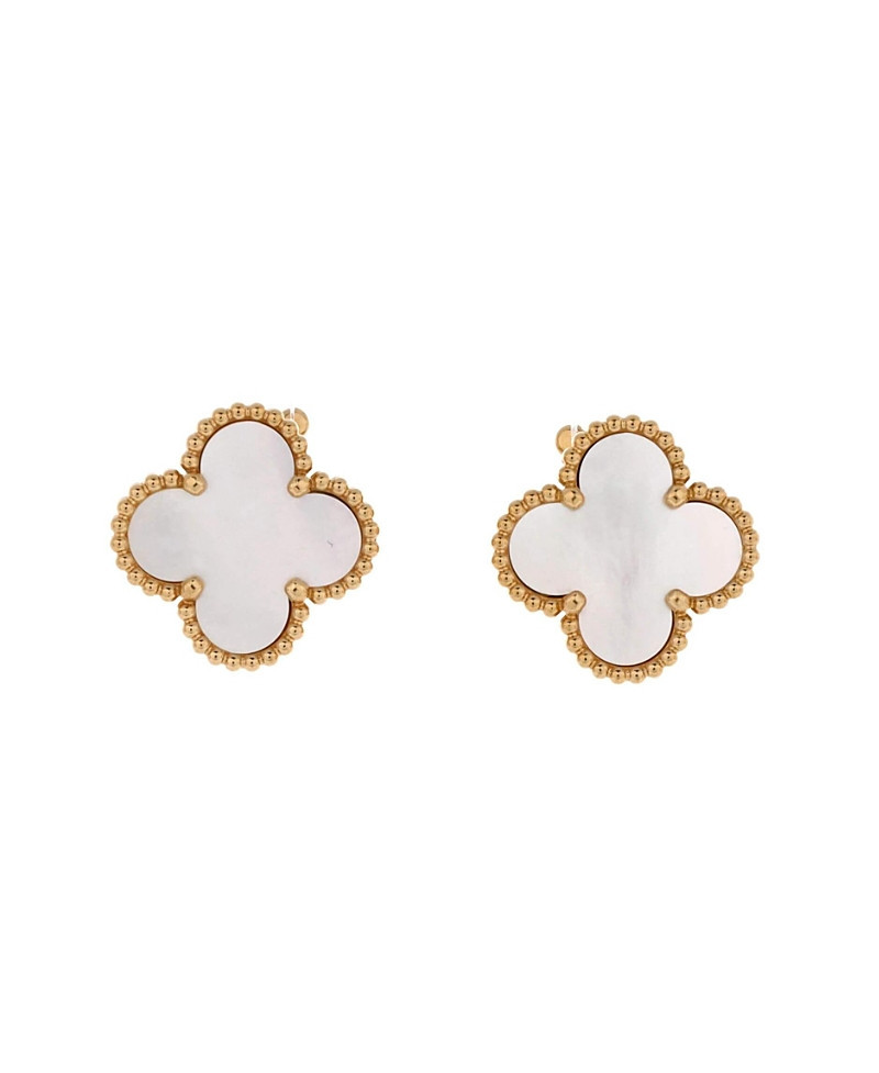 Pre-Owned Van Cleef & Arpels Vintage Alhambra Earrings 18K Gold and Mother of Pearl | Bloomingdale's (US)