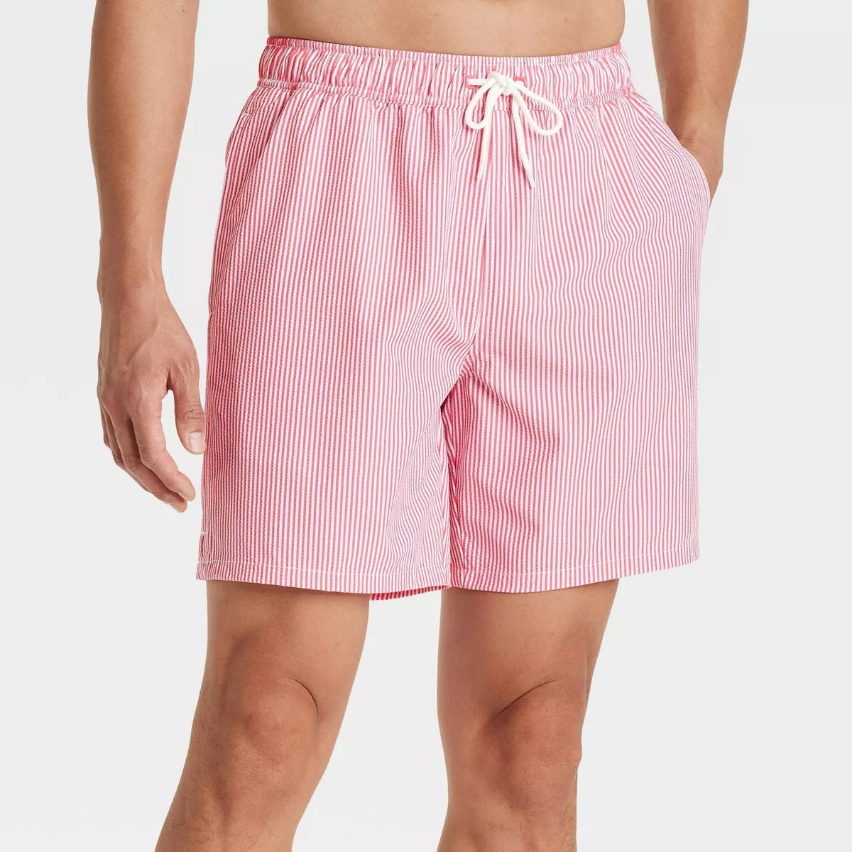 Men's 7" Striped Regular Fit Swim Shorts - Goodfellow & Co™ Red | Target