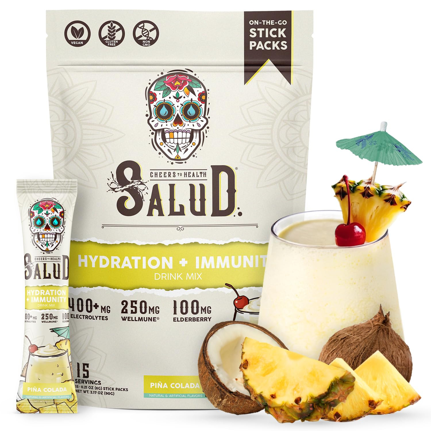Salud 2-in-1 Hydration Packets + Immunity Electrolytes Powder, Piña Colada - Agua Fresca Drink M... | Amazon (US)