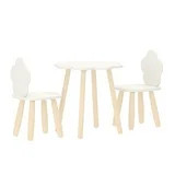 Buzz & Bloom Kids 3-Piece Wooden Cloud-Shaped Table and Chairs Set, White/Natural | Walmart (US)