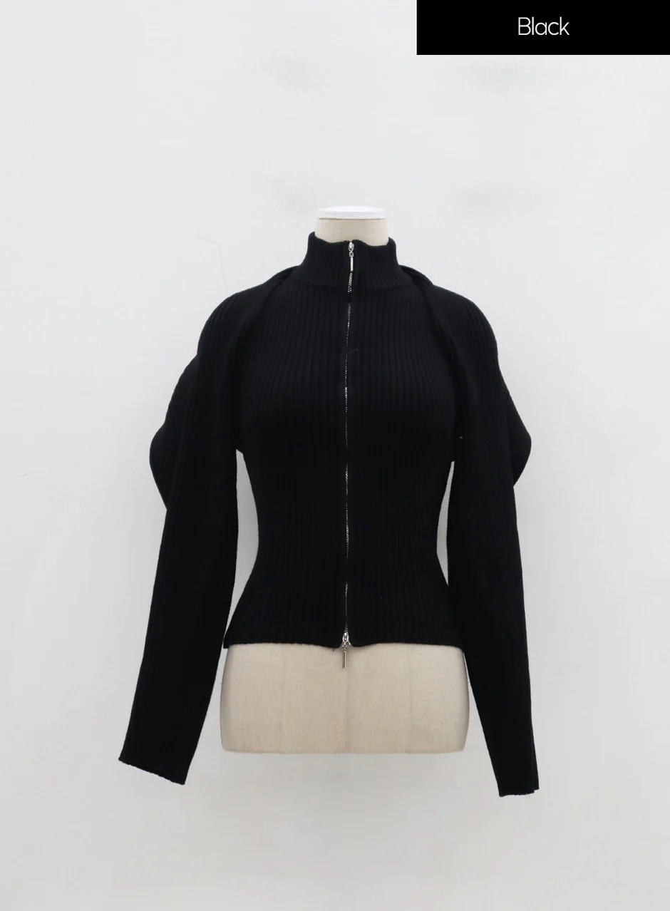 Front Zipper Knit Tank Top And Bolero Set IJ310 | Lewkin