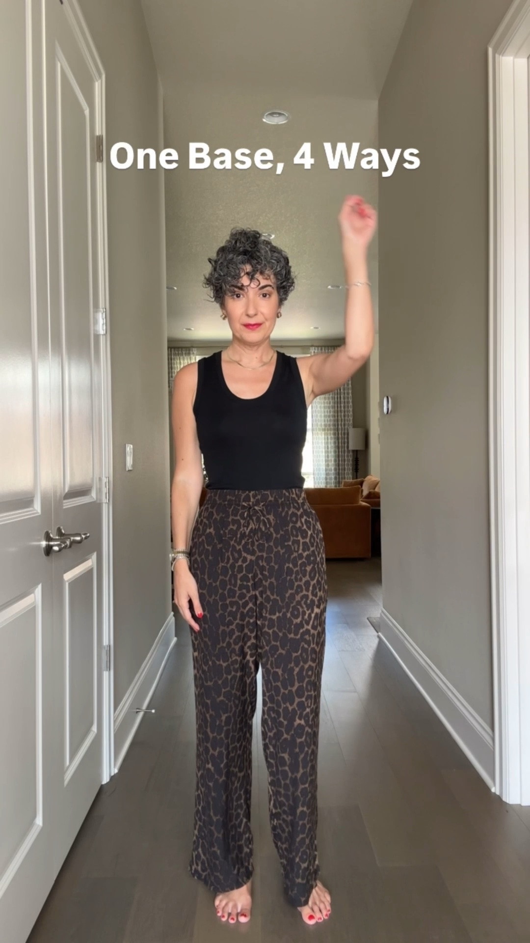 One Base 4 Ways 🖤// By request styling leopard pants 4 ways! These are very lightweight, pull on style, and I love the darker print. I’m in a size small. 
.
#hmxme

#LTKSeasonal #LTKOver40