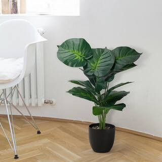 25 in. Green Artificial Plant in Pot Leaf Plant for Indoor Outdoor Home Desk Office Garden Decoration | The Home Depot