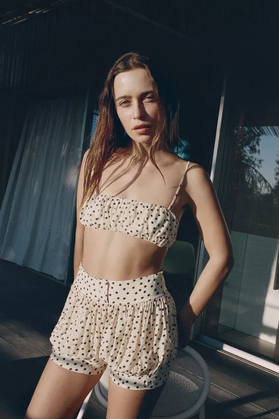 POLKA DOT PRINT CROP TOP | Zara UK