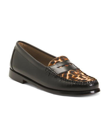 Leather Whitney Leopard No Lug Loafers for Women | Marshalls