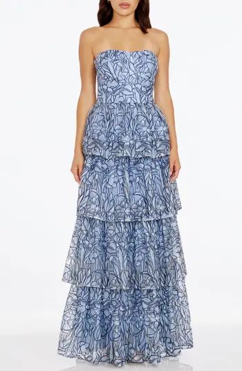 Dress the Population Aubriella Beaded Floral Strapless Tiered Gown | Nordstrom | Nordstrom