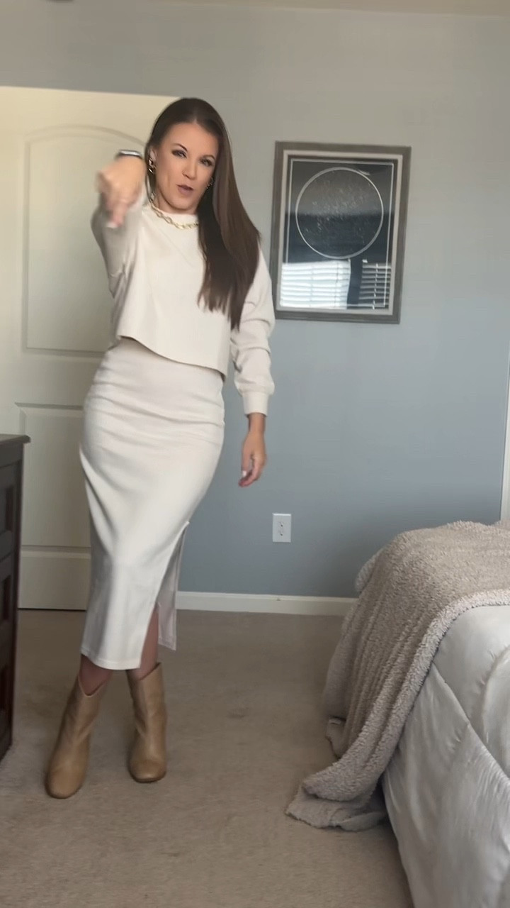 Gimme a 2-Piece set all day! Makes life easier while still looking put together and this one makes life extra easy because it’s almost like wearing a mix of a light weight sweater and a sweat suit. The material is breathable, yet warm and gentle on the skin! Got to love the slit detail on the skirt. Fits TTS and I’m wearing a small, I’m 5’3” and 125 lbs. Visit my TikTok for the 2 piece set!  #holidayoutfits #holidaylooks #twopieceset #thanksgivingoutfit

#LTKFindsUnder50 #LTKHoliday #LTKCyberWeek