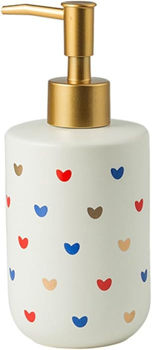 123Arts Ceramic Lotion Bottle, Heart Pattern Bottle, Soap Dispenser with Pump | Amazon (US)