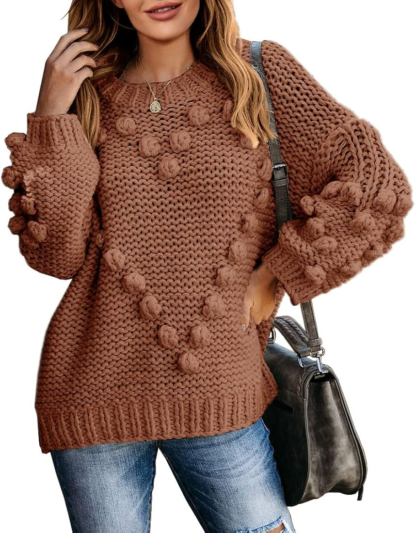Saodimallsu Womens Oversized Chunky Sweaters Batwing Long Sleeve Crew Neck Dot Heart Cute Loose K... | Amazon (US)