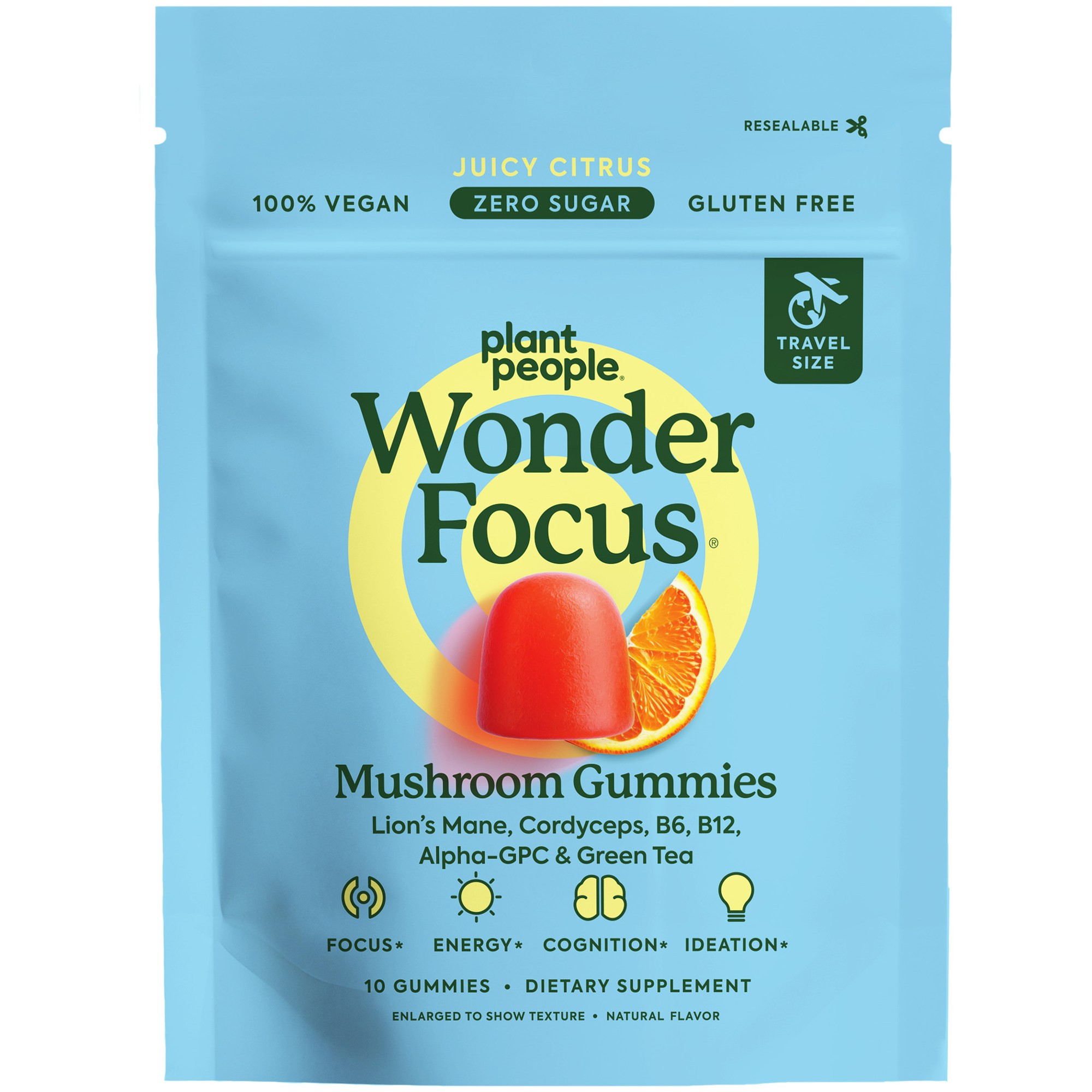 Plant People WonderFocus Mushroom Gummies - 5 Servings Juicy Citrus | REI