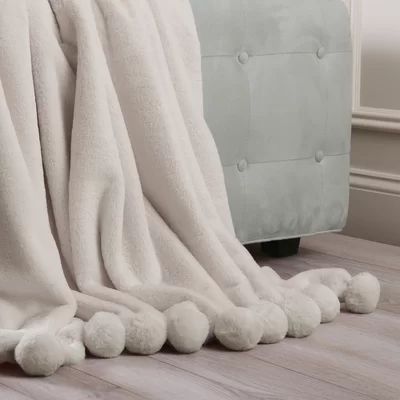 Louisa Faux Fur Pom Pom Throw Blanket | Wayfair North America