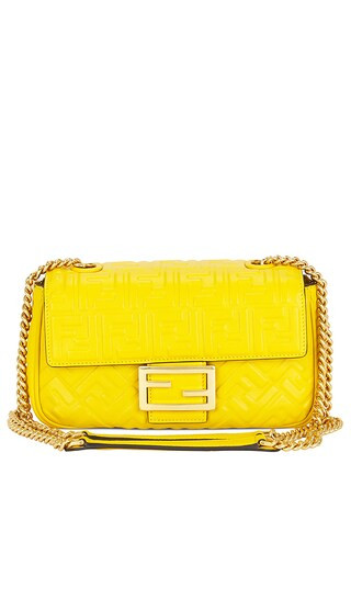Fendi Zucca Baguette 2 Way Chain Shoulder Bag in Yellow | Revolve Clothing (Global)