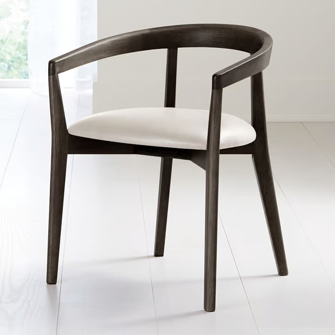 Cullen Dark Stain Stone Round Back Dining Chair + Reviews | Crate & Barrel | Crate & Barrel