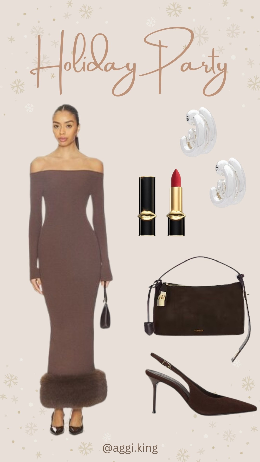 Holiday look from Revolve

#party #dress #brown #holidays 

#LTKootd #LTKHoliday #LTKGiftGuide