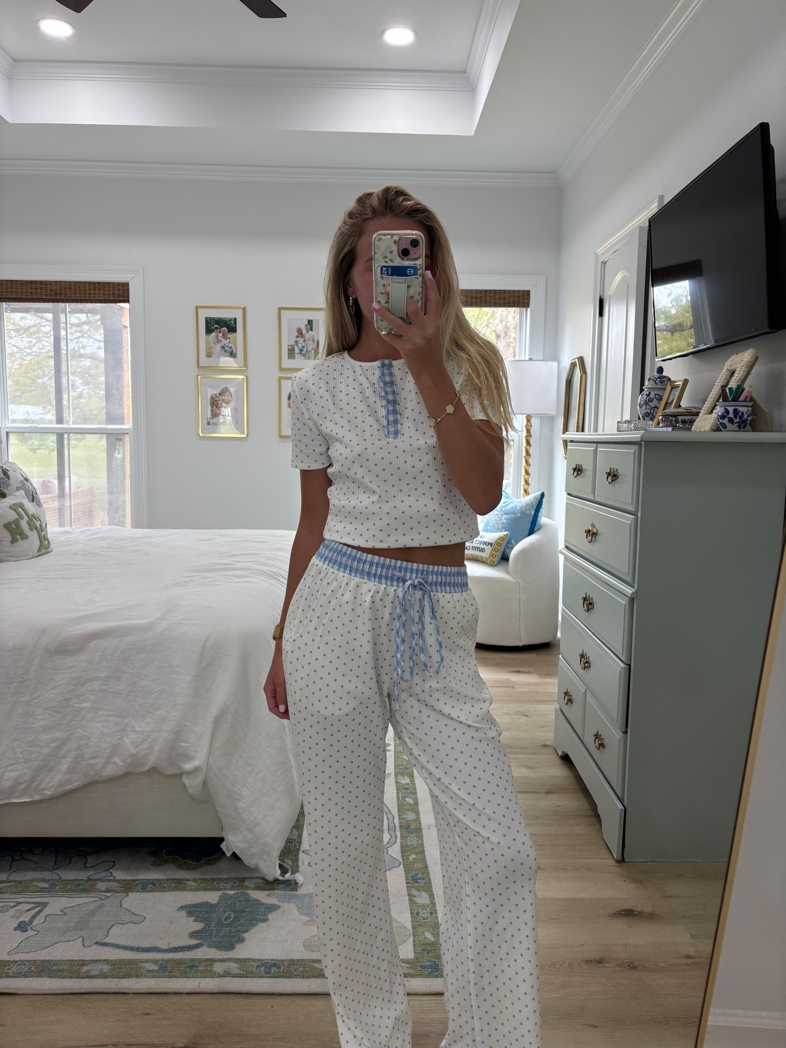 Lounge/pj set! Bottoms are a little sheer but I just love the polka dots and gingham! 

#LTKootd #LTKU #LTKSaleAlert