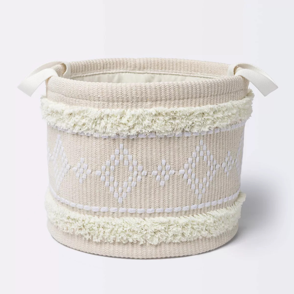 Tufted Fabric Medium Round Storage Basket - Khaki and Cream - Cloud Island™ | Target