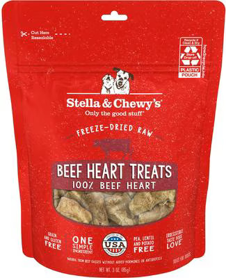 Stella & Chewy's Beef Heart Freeze-Dried Raw Dog Treats, 3-oz bag | Chewy