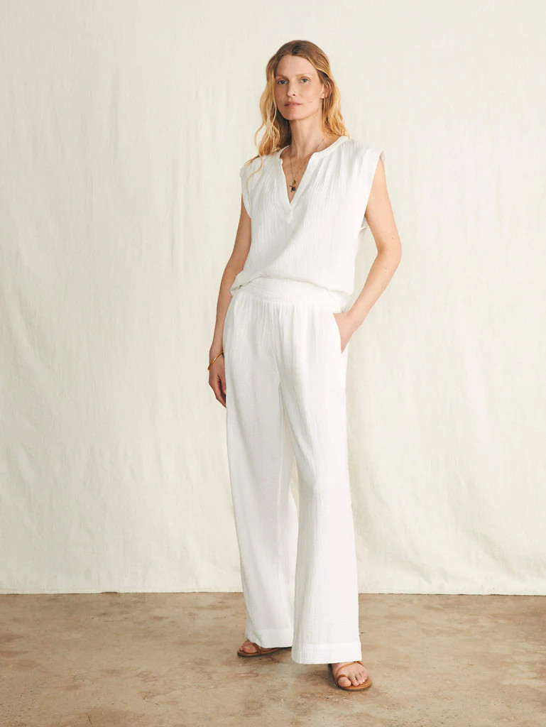 Dream Cotton Gauze Wide Leg Pant | Faherty