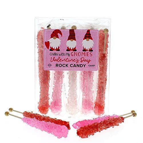 Valentines Day Rock Candy Crystal Sticks - Chilling With My Gnomies - 10 Indiv. Wrapped - Red, Pi... | Amazon (US)