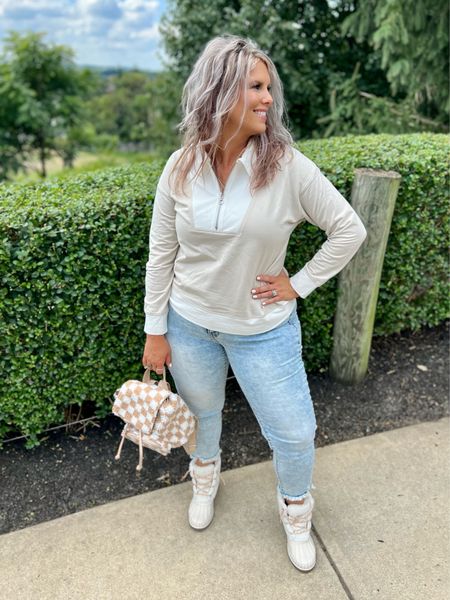 ✨SIZING•PRODUCT INFO✨
⏺ Sherpa Duck Boots - TTS - Walmart 
⏺ Cropped Frayed Jeans - 14 - Run Big - Walmart 
⏺ Tan & White Quarter Zip Pullover Light Sweatshirt - Large - Walmart 
⏺ Backpack, linked similar 

📍Say hi on YouTube•Tiktok•Instagram ✨Jen the Realfluencer✨ for all things midsize-curvy fashion!

👋🏼 Thanks for stopping by, I’m excited we get to shop together!

🛍 🛒 HAPPY SHOPPING! 🤩

#walmart #walmartfinds #walmartfind #walmartfall #founditatwalmart #walmart style #walmartfashion #walmartoutfit #walmartlook  #denimoutfit #jeansoutfit #denimstyle #jeansstyle #denim #jeans #style #inspo #fashion #jeansfashion #denimfashion #jeanslook #denimlook #jeans #outfit #idea #jeansoutfitidea #jeansoutfit #denimoutfitidea #denimoutfit #jeansinspo #deniminspo #jeansinspiration #deniminspiration  #sherpa #sherpaoutfit #sherpalook #fur #fauxfur #furoutfit #furstyle #furlook #sherpastyle #preppy #preppystyle #prep #preppyfashion #preppylook #preppyoutfit #preppyoutfitinspo #preppyoutfitinspiration 
#under10 #under20 #under30 #under40 #under50 #under60 #under75 #under100 #affordable #budget #inexpensive #budgetfashion #affordablefashion #budgetstyle #affordablestyle #curvy #midsize #size14 #size16 #size12 #curve #curves #withcurves #medium #large #extralarge #xl  

#LTKcurves #LTKSeasonal #LTKunder50