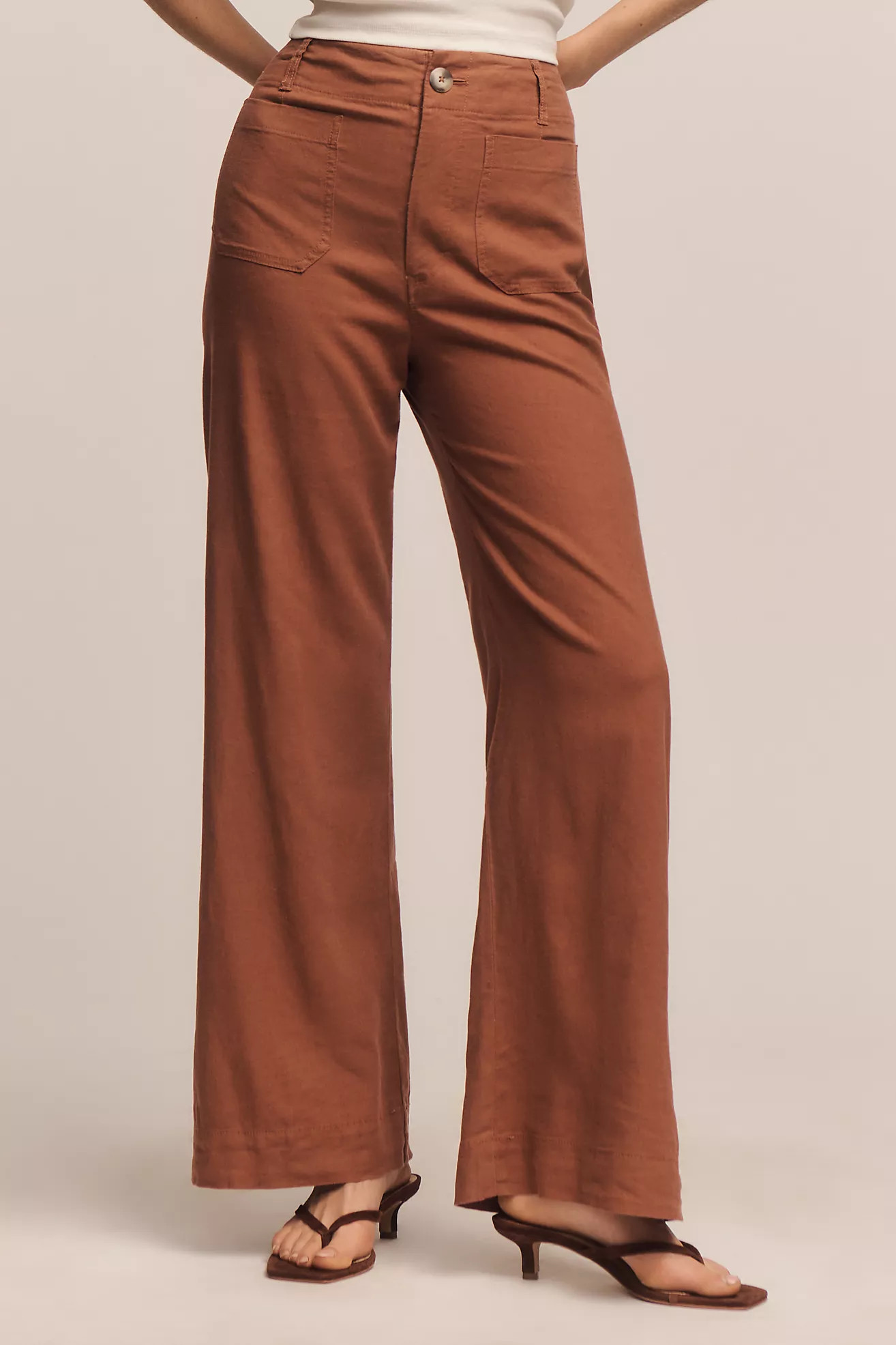 Colette Linen Stretch Full-Length Wide-Leg Pants by Maeve | Anthropologie (US)
