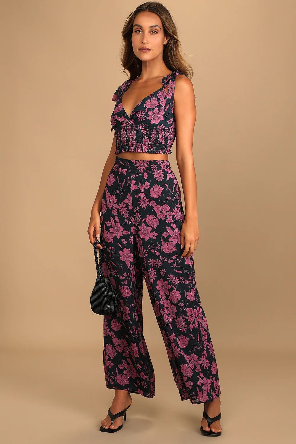 Touch of Magic Navy Blue Floral Print Two-Piece Jumpsuit | Lulus (US)