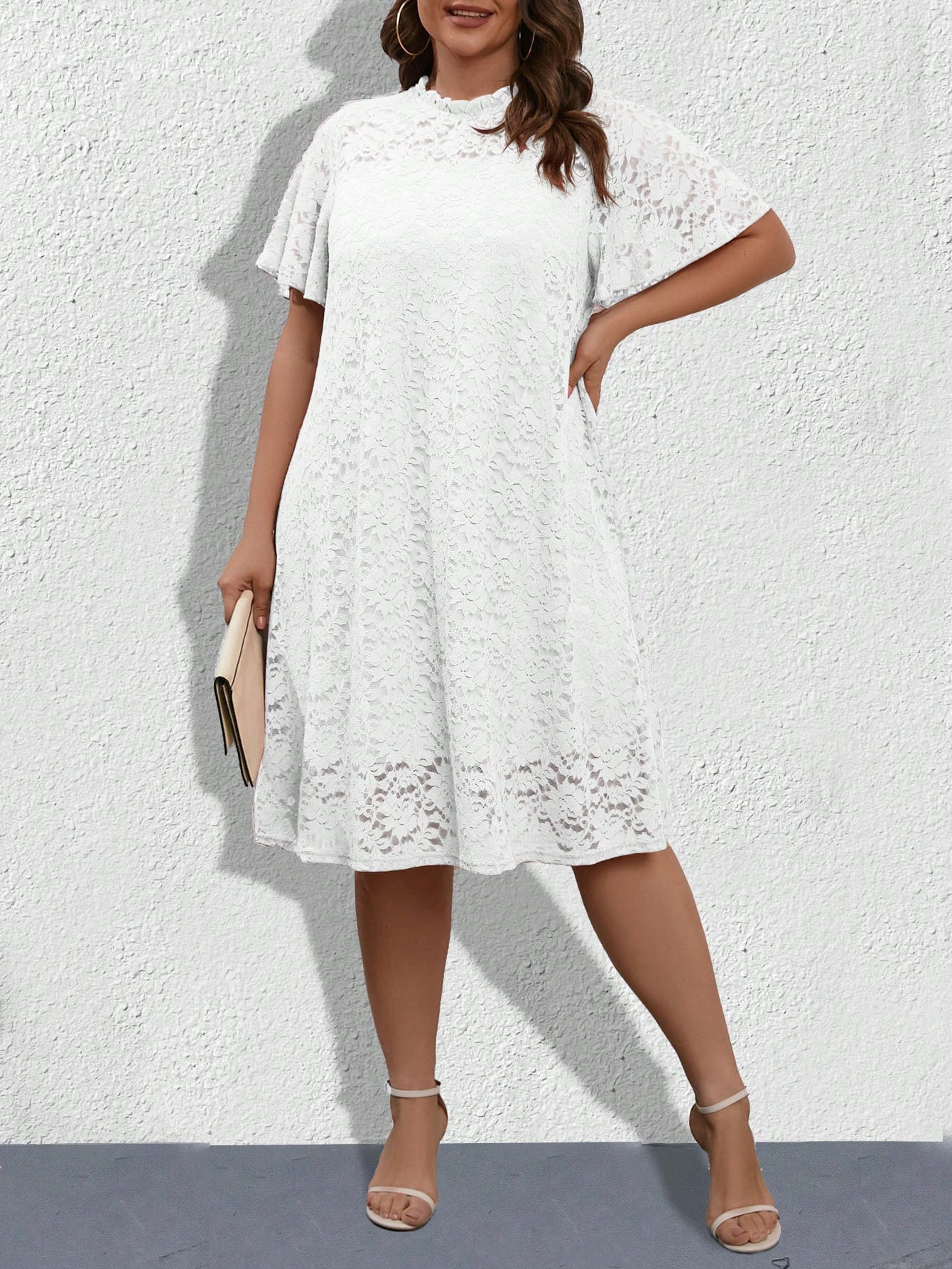 SHEIN Clasi Plus Solid Lace Dress | SHEIN USA | SHEIN