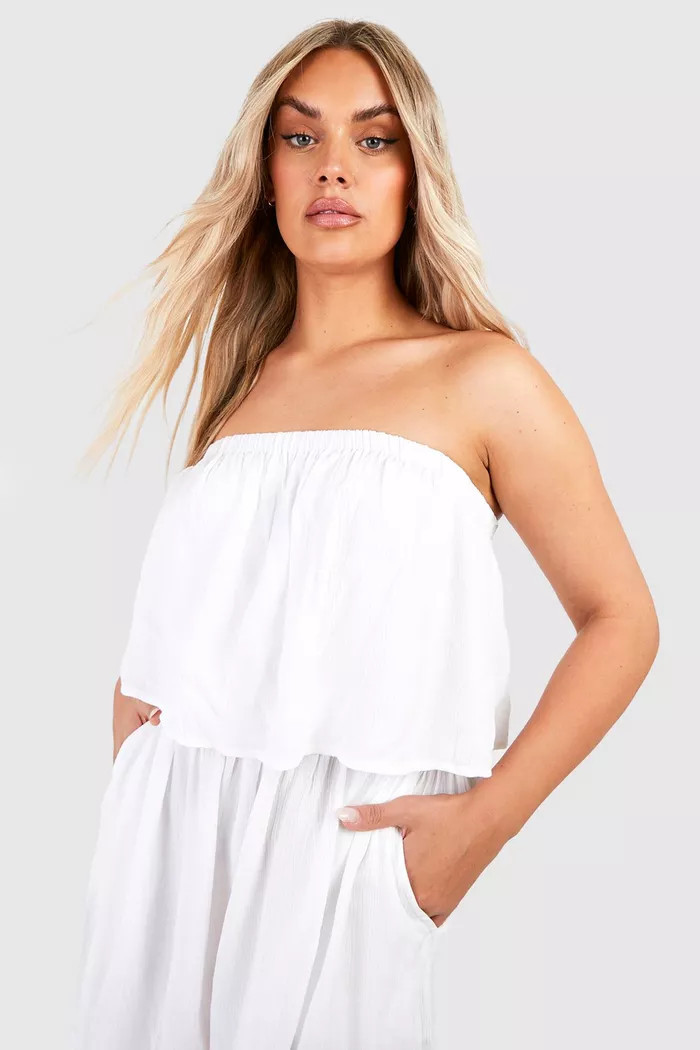 Plus Crinkle Rayon Beach Romper | boohoo (US & Canada)