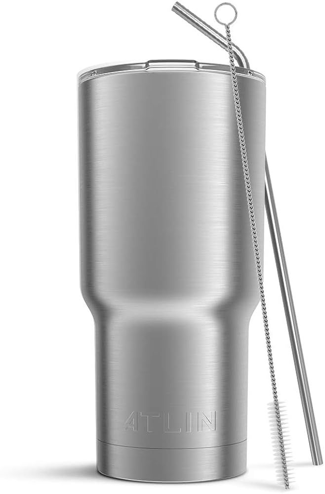 Atlin Tumbler [30 oz. Double Wall Stainless Steel Vacuum Insulation] Travel Mug [Crystal Clear Li... | Amazon (US)