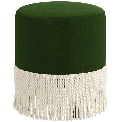 Abigail Fringe Ottoman, Velvet | One Kings Lane