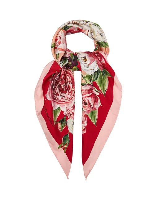 Rose-print silk scarf | Dolce & Gabbana | Matches (UK)