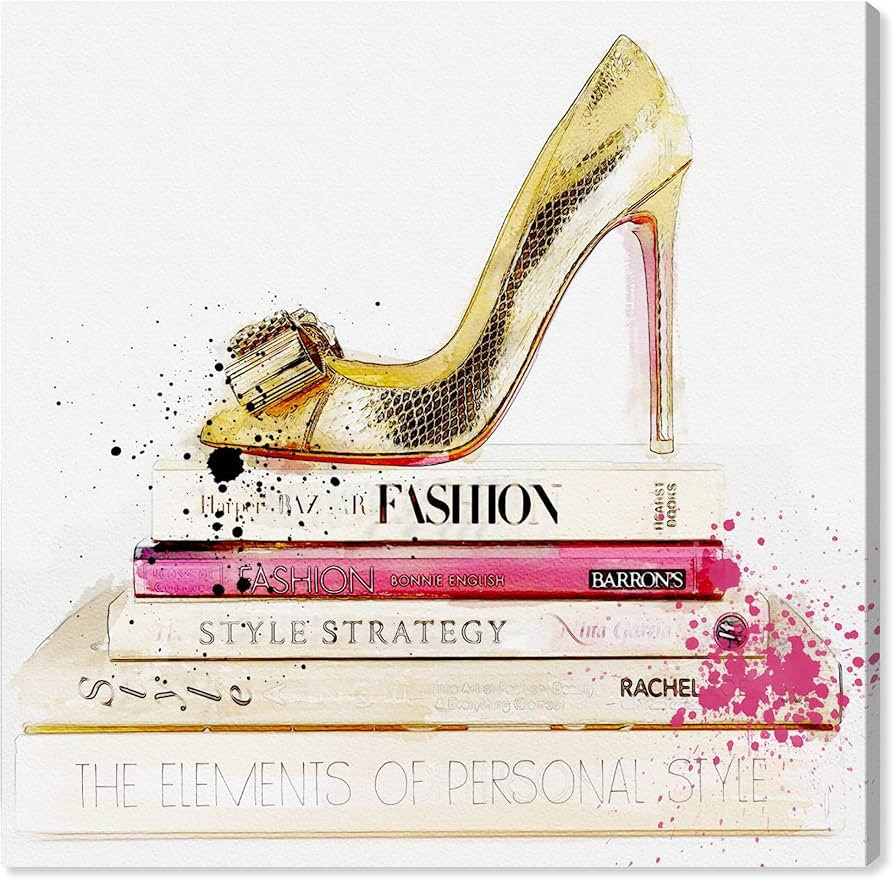 Gold Shoe and Fashion Books by Oliver Gal | Contemporary Premium Canvas Art Print. The Fashion Wa... | Amazon (US)