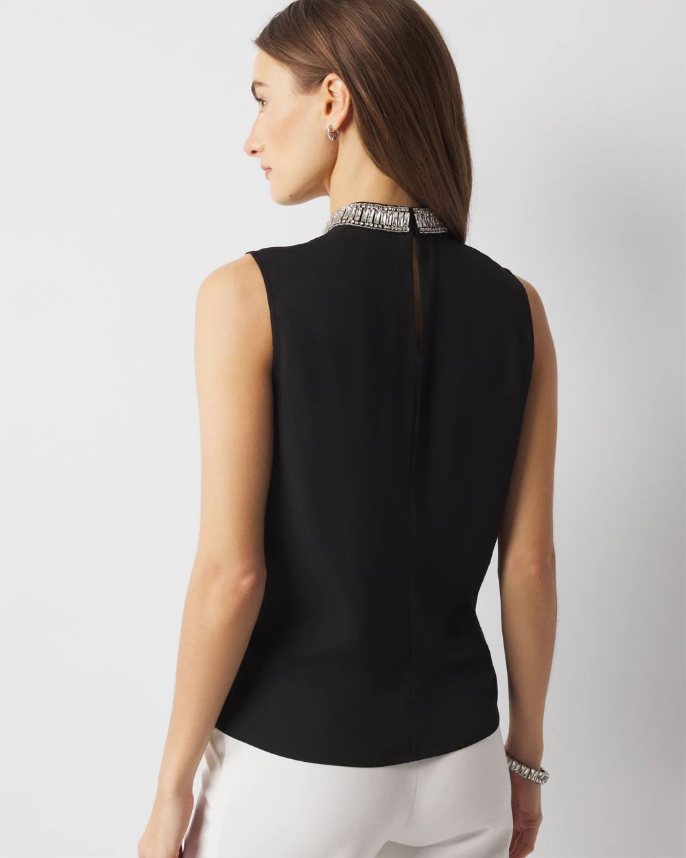 Crystal Embellished Mock Neck Top | White House Black Market