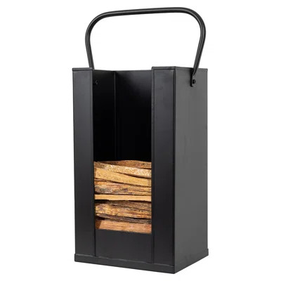 Kindling Firewood Holder in Black | Decorative Metal Storage Bucket, Rack, Caddy | Wayfair Professional