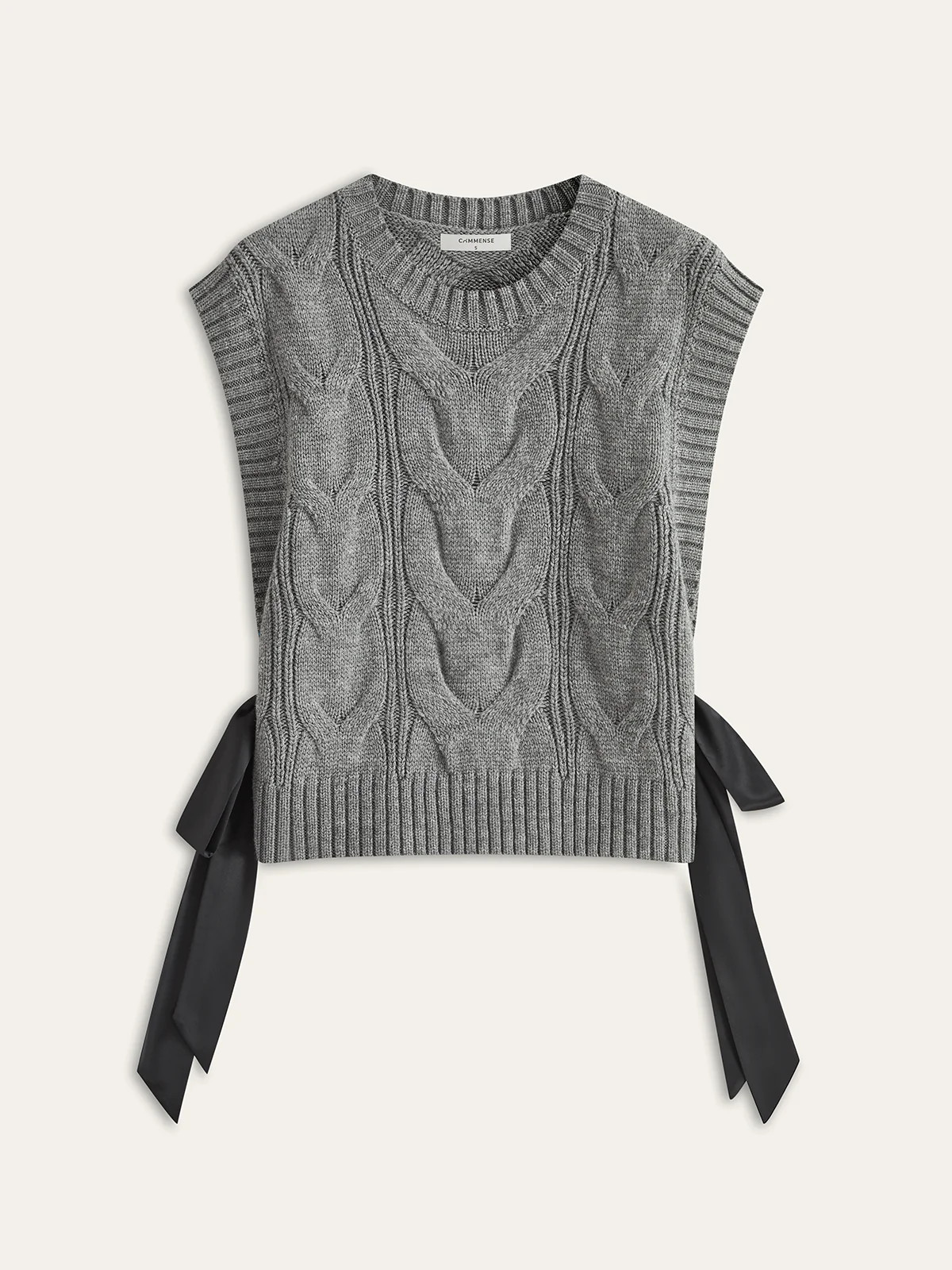 Dual-Sided Bow Cable-Knit Vest | Commense