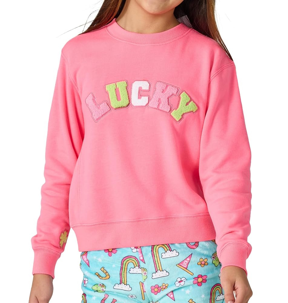 iscream Big Girls Softest Puff Fleece Crewneck Chenille Applique Sweatshirt | Amazon (US)
