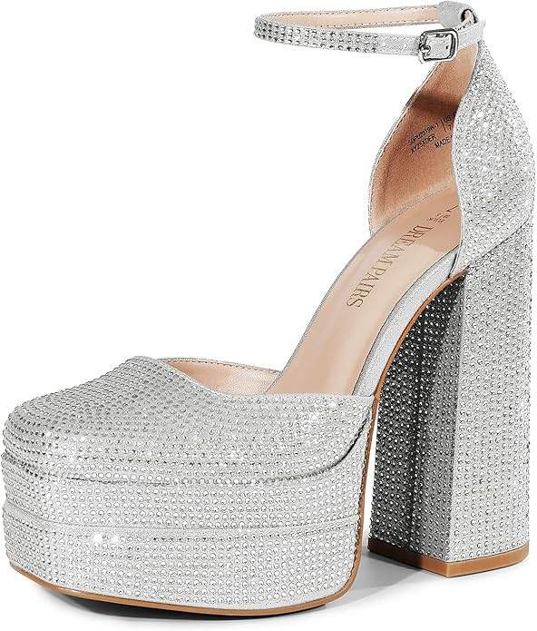 DREAM PAIRS Women’s High Chunky Platform Closed Toe Block Heels Square Toe Ankle Strap Dress We... | Amazon (US)