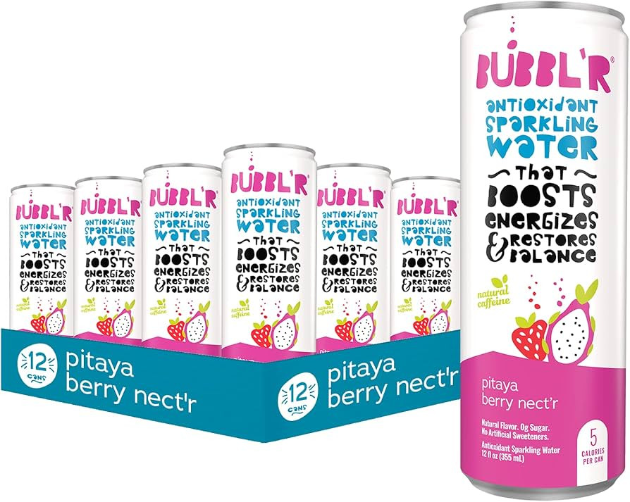 BUBBL'R pitaya berry nect'r, Antioxidant Sparkling Water with Natural Caffeine, 0g Sugar, Gluten ... | Amazon (US)