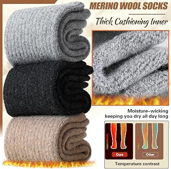 EBMORE Merino Wool Socks for Women Hiking Thermal Warm Winter Thick Boot Cozy Crew Comfy Work Soc... | Amazon (US)