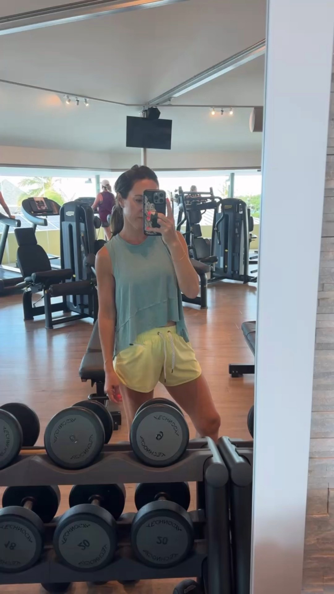 Vacation workout. 
XS tank
Small shorts in 4"

#LTKTravel #LTKSummerEdit