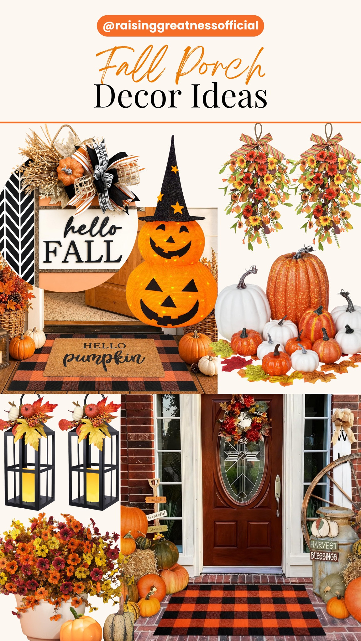 Give your front porch a cozy fall refresh! 🍂🎃 From beautiful fall wreaths, seasonal floral arrangements, pumpkins, lanterns, porch signs, buffalo plaid rugs, and festive doormats to warm harvest accents, these fall porch decor ideas make it easy to create a welcoming entrance for the season. Save this post for your next fall decorating project and bring all those cozy autumn vibes right to your doorstep! 🤎 #FallPorchDecor #FallDecorIdeas #FrontPorchDecor #AutumnDecor #RaisingGreatness

#LTKSeasonal