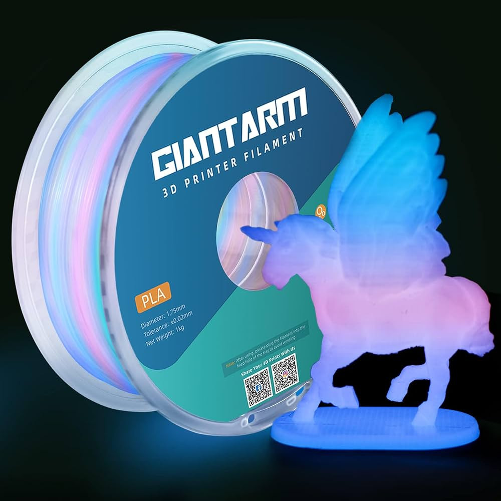 GIANTARM Glow in The Dark Rainbow Luminous PLA Filament 1.75mm, 1kg 3D Printer Multicolor Filamen... | Amazon (US)